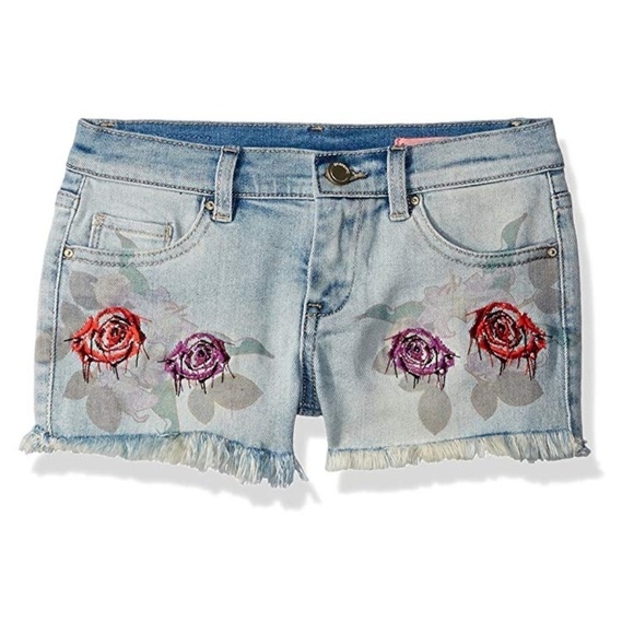 NWT Blank NYC Girl's Flower Embroidered Raw Hem Denim Jeans Size 8 - Picture 1 of 5